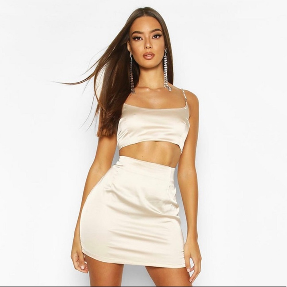 Stretch Satin Mini Skirt NWT